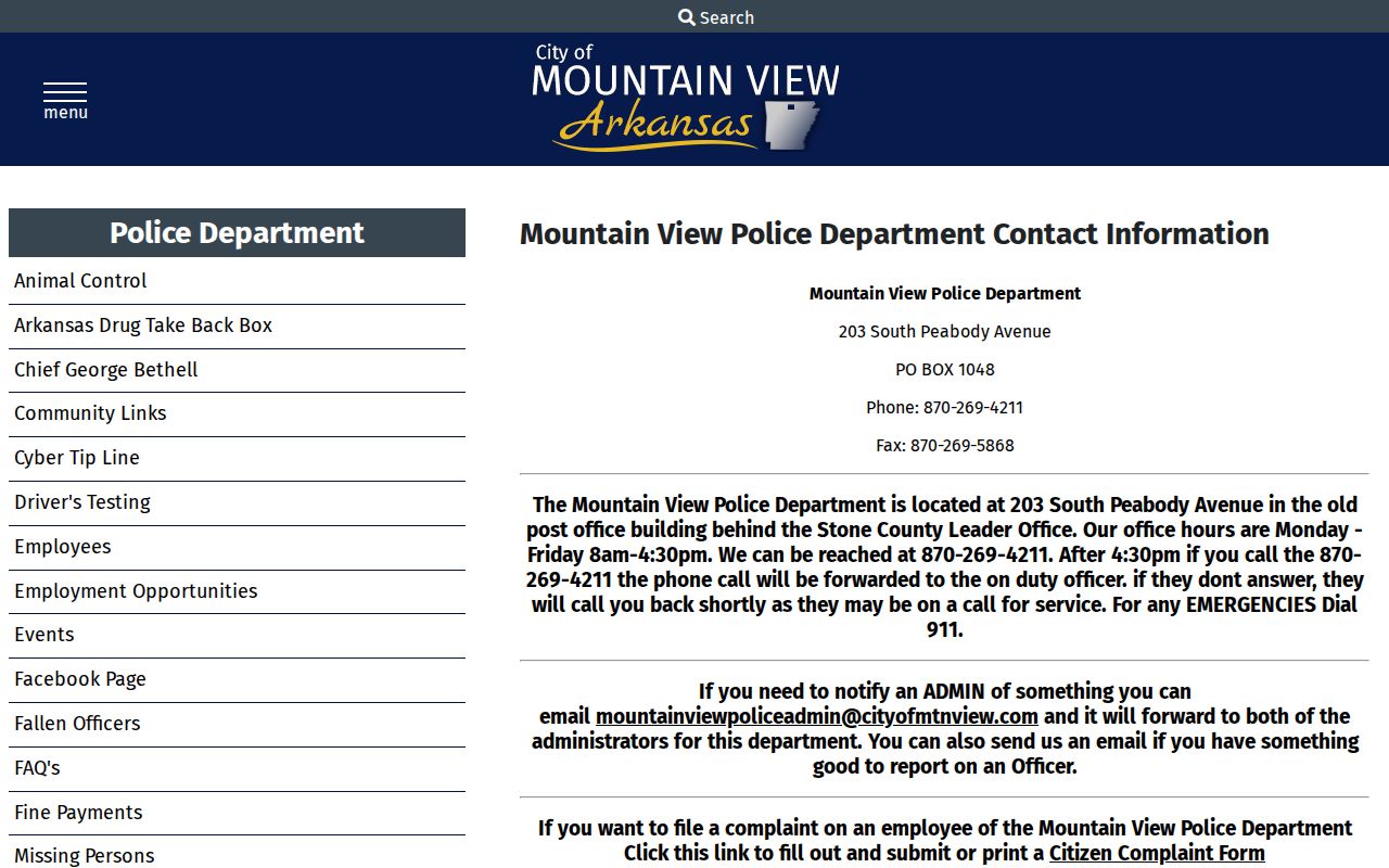 Mountain View criminal records police contact information