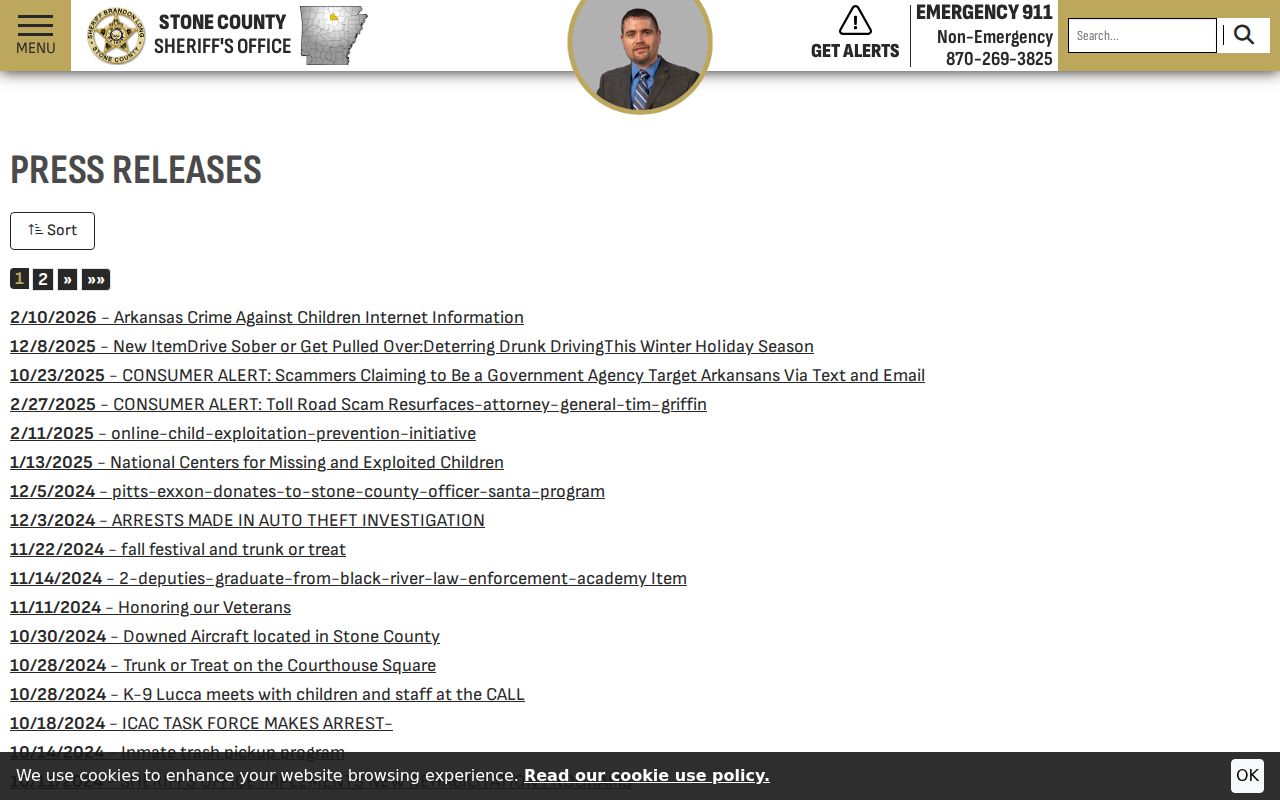 Stone County arrest records sheriff press release index