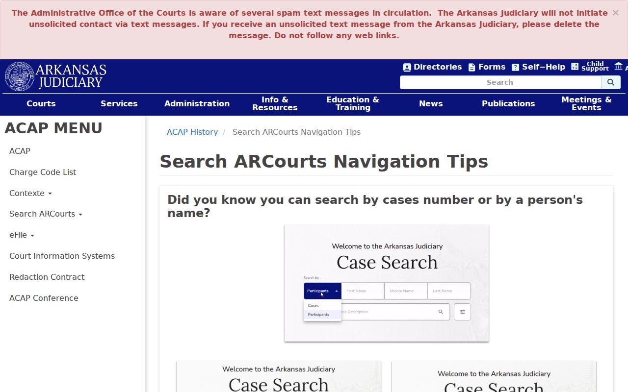 Search ARCourts tips for Stone County court records